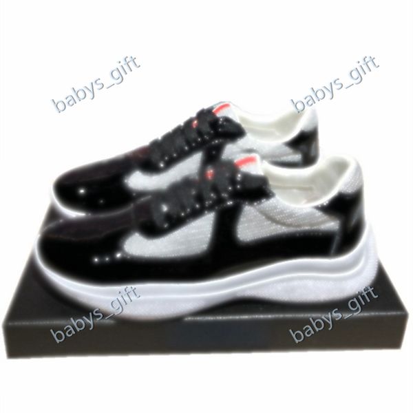 

men fashion casual shoes america's cup progettiste sneakers patent leather and nylon luxe sneakers mens shoes, Black