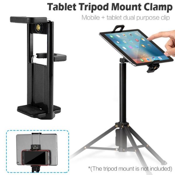 

universal adjustable mobile phone tablet clip clamp holder stand u slot mount self-timer bracket rack tripod accessories