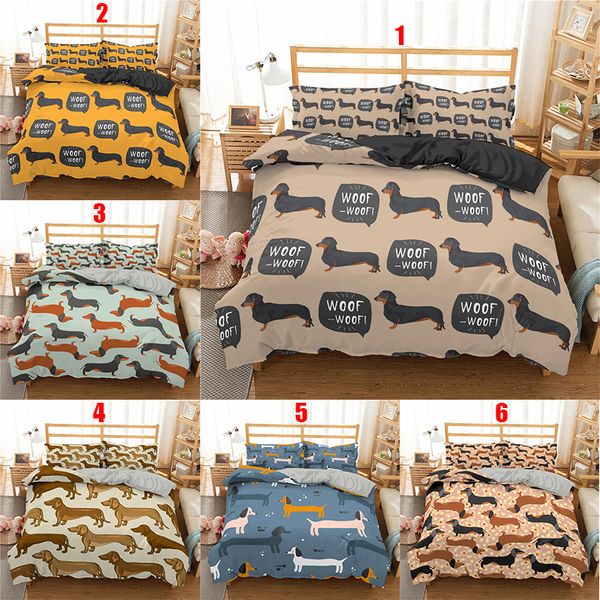 

zeimon bedding set 2/3pc 3d dachshund animal duvet cover set with pillowcase bedclothes luxury home decor for kids gift