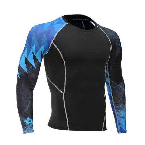 

t-shirt men's running shirt long sleeve sports, Black;blue