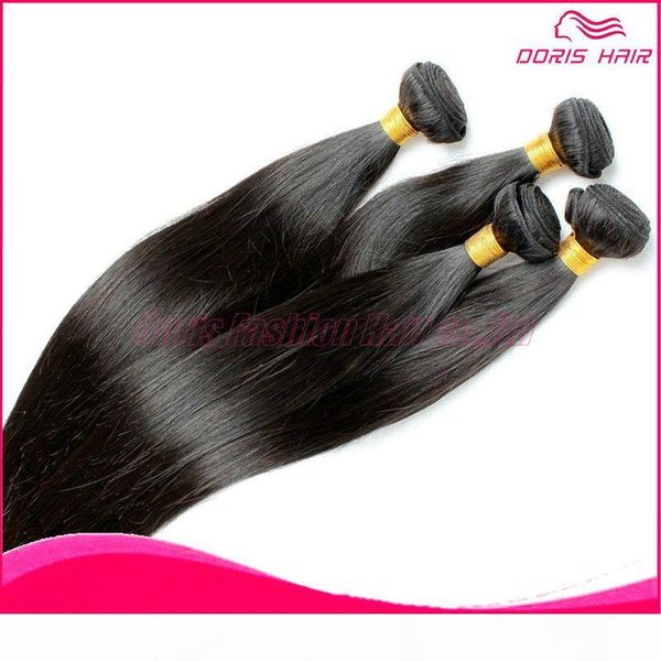 

natural indian brazilian peruvian straight human hair weave bundles 4pcs lot silky straigh virgin hair weaving dhl, Black