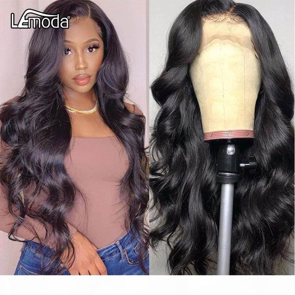 

lemoda lace closure wig body wave human hair wigs pre plucked body wave lace front wig brazilian long wigs 28inch, Black