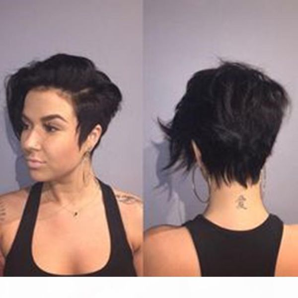 

straight bob style little lace front wigs human hair with baby hair for black women 130% density short brazilian human hair bob wigs side pa, Black;brown