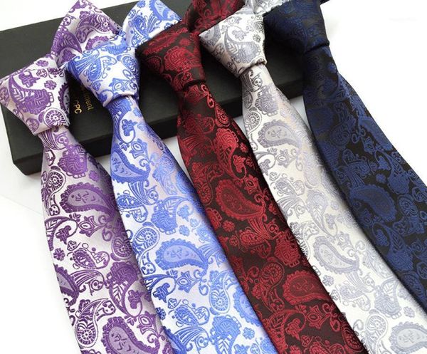 

new 8cm ties for mens polyester paisley floral jacquard neckties for men's tie skinny neck ties suit wedding1, Blue;purple