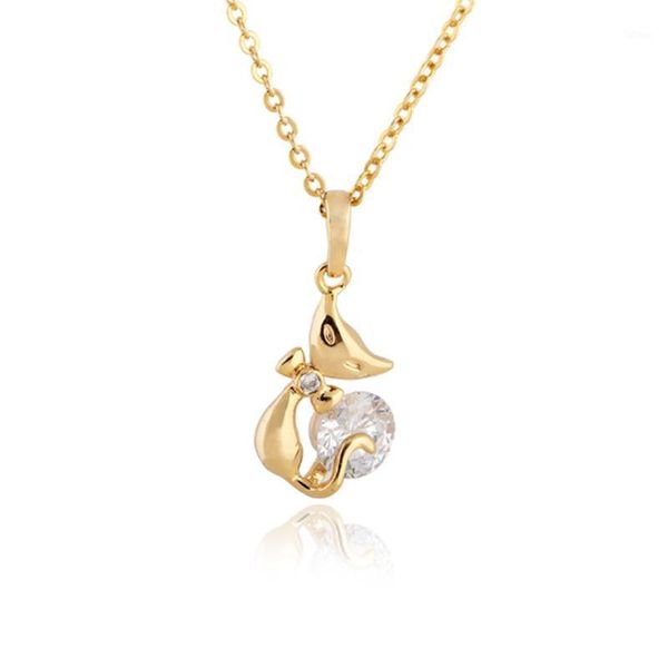 

lovely kitten lady zircon necklace pendant clavicle chain d03741, Silver