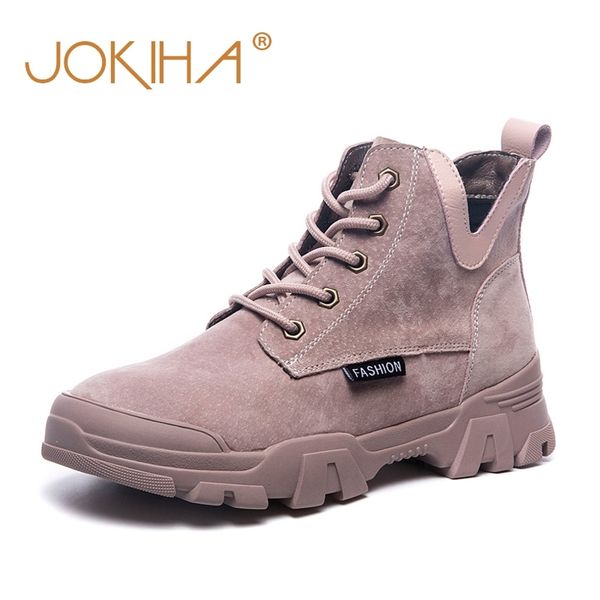 

genuine leather ankle boots woman fashion sneakers shoes women flat platform boot shoes ladies bootties autumn footwear t200425, Black