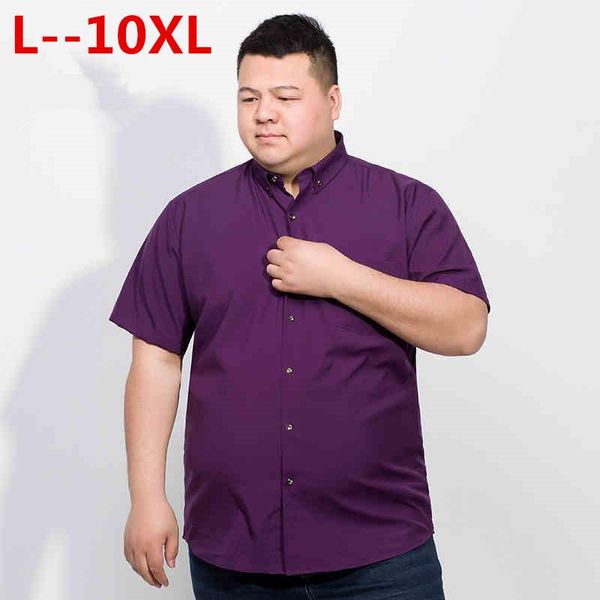 

men's casual shirts 6xl 8xl plus summer 10xl cotton men short sleeve solid business working wear male shirt oxford, White;black