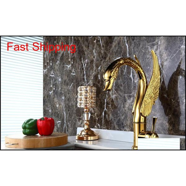 

pvd gold color bathroom basin vessel sink swan tall mixer faucet crystal handle deck qylfcj packing2010