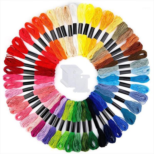 

embroidery floss 50 skeins friendship bracelets floss rainbow color embroidery thread cross stitch with 12 pieces bo1, Black;white
