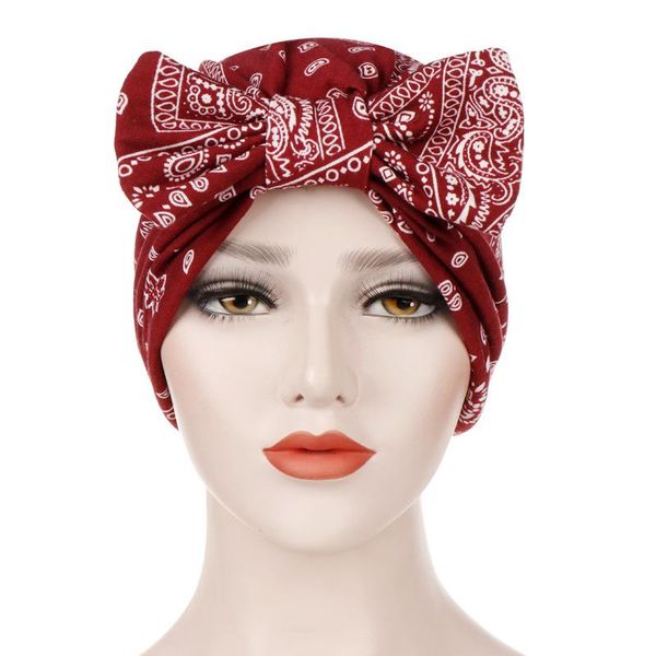 

muslim islamic beauty caps baotou hats women print bow headband turban cotton soft head scarf hijab female hair accessories q bbymce