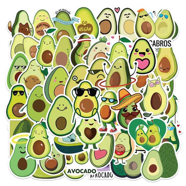 

new 10/50/100pcs kawaii cartoon avocado stickers for children diy guitar stationery water bottle notebook cute girl toy sticker car