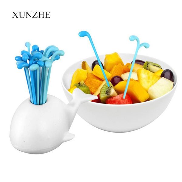 

xunzhe 16 шт 1 подставка whale формы фрукты вилка пластиковой растительная вилка фрукты закуска десерт вилы держатель для партии qylczw mywj