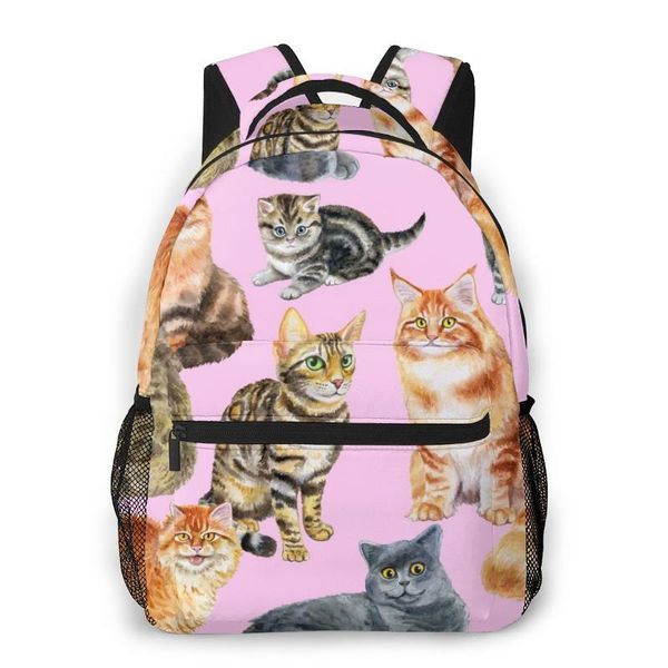 

mountaineering backpack watercolor cats shoulder bags backpacks