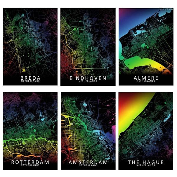 

paintings 5d diy diamond painting netherlands breda rotterdam tilburg eindhoven amsterdam-rainbow city map art wall decor painting1