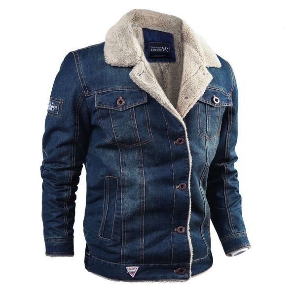 

2019 autumn winter men's fashion casual wild loose denim simple thick lapels jacket men, Black;brown