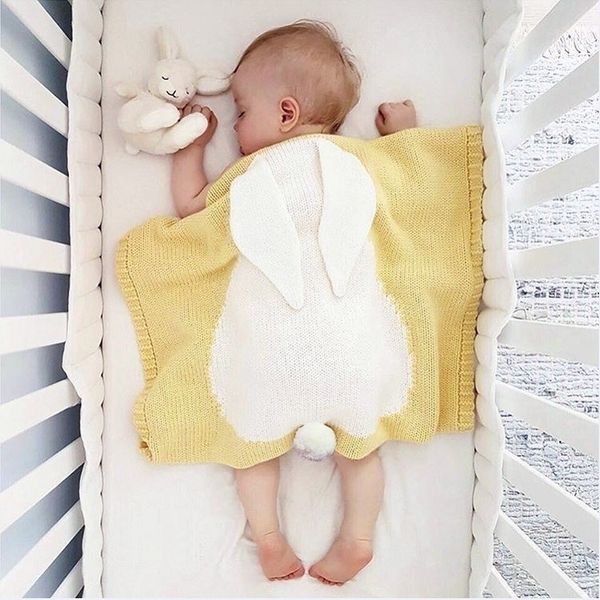 

baby kids knitted cotton blanket soft cozy breathable toddler swaddling wrap cute sleeping bags for newborn bedding quilts y201009
