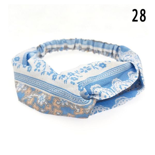 

retro women feather printed headband boho cross knotted elastic hairband female fashion hair accessories stretch floral headwear q sqccdz