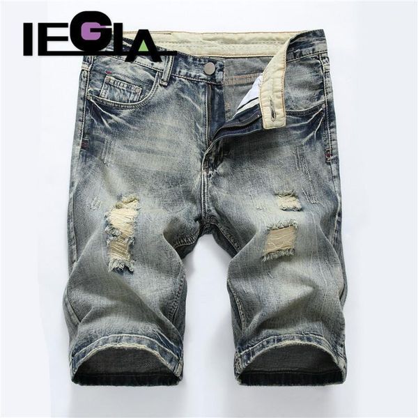 

jeans man summer shorts fashion casual trousers stretch mens short denim jean ripped jeans for men streetwear1, Blue