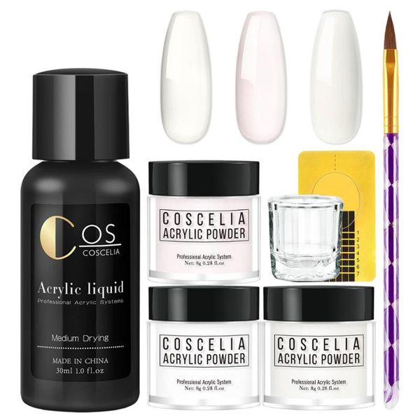 

coscelia acrylic powder clear pink white carving crystal polymer nail liquid crystal powders adhesive rhinestone nail art