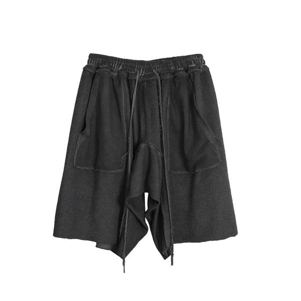 

men's shorts washed old harlan elastic waist pants hip hop polyester cotton casual regular pockets knee length, White;black