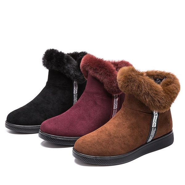 

new snow boots winter boots women shoes woman fashion wedges increased ankle 2020 winter new short fur warm, Black