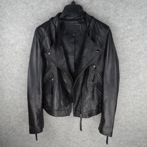 

2020 new genuine leather jacket women black fashion slim motorcycle biker sheepskin real leather short coats female