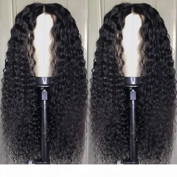 

aircabin deep wave 30 inch lace part wigs for women brazilian remy human hair middle part natural color 150% density wigs, Black;brown
