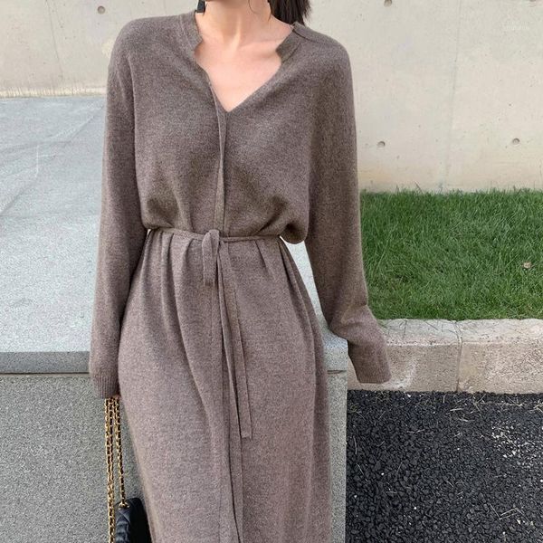 

casual dresses women 2021 autumn winter long sleeve v-neck thick female elegant a-line victorian streetwear clothing1, Black;gray