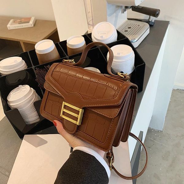 

shoulder bags textured women's small 2021 spring trendy fashion retro all-match handbag messenger bag chain square