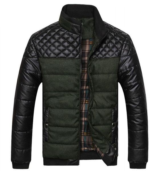 

2021 dropshipping new winter spring thick men's jackets and coats pu patchwork designer fashion mens jackets cotton outerwear, Black