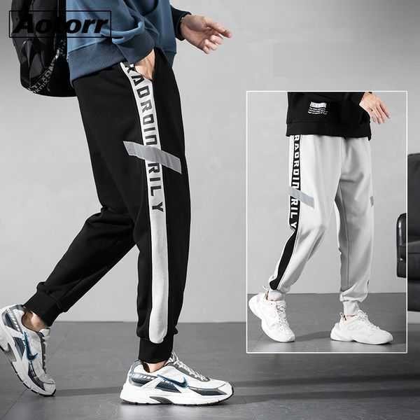 

mens joggers casual pants loose men sportswear tracksuit bottoms fashion sweatpants trousers gyms jogger track pants lj201104, Black