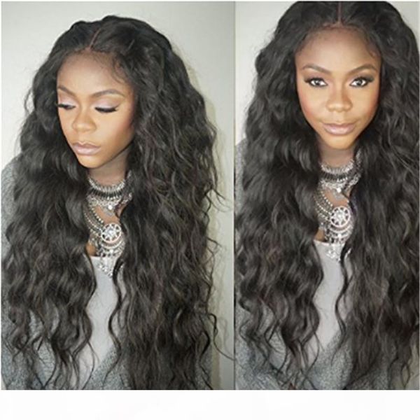 

super soft 8a unprocessed brazilian indian human hair natural loose wave glueless lace front wigs for black women, Black;brown