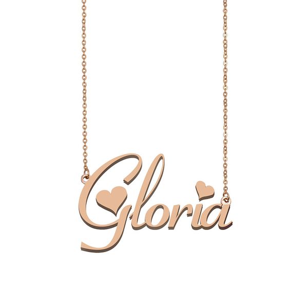 

gloria custom name necklace personalized pendant for men boys birthday gift friends jewelry 18k gold plated stainless steel, Silver