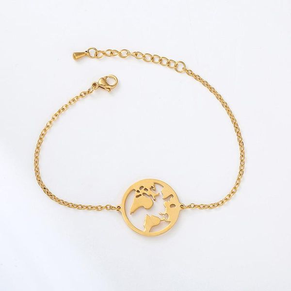 

fashion charm bracelets & bangles jewelry globe chain link bracelet travel jewellery gift wanderlust earth bracelet, Golden;silver