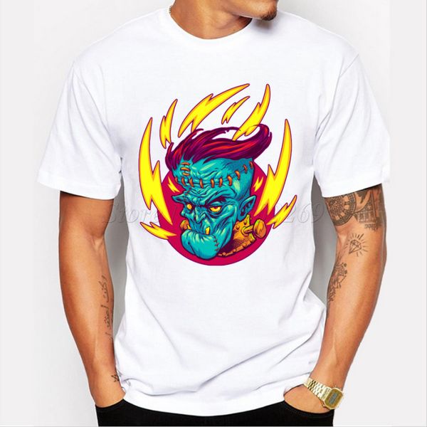 

new arrivals fire skull printed customized male short sleeve zombie design halloween hipster funny cool tee sweatshirt hoodie t shirt