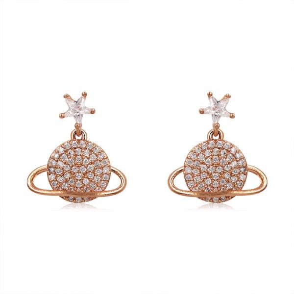

weimanjingdian new arrival white gold / rose gold color plated cubic zirconia crystal cz zircon star and universe drop earrings, Silver