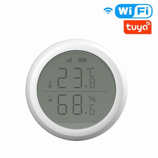 

dropping temperature and humidity sensor with lcd screen display working with tuya zigbee hub battery powered smart life1
