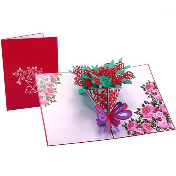 

invitation cards rose flower greeting cards handmade birthday wedding invitation 3d up paper card convite de casamento1