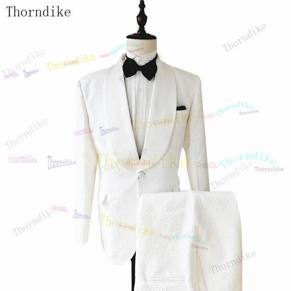 

thorndike costume homme white one buttom tuxedo men suits slim fit groom prom dress blazer 2 pcs male terno masculino slim fit, White;black