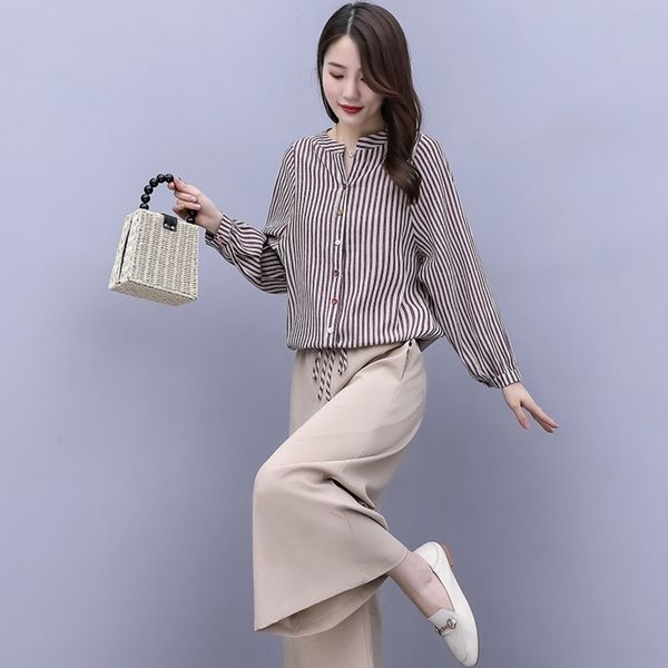 

e8wqu and western women's autumn new 2020 fashion casual sleeve style loose long leg pants wide suit wide leg pants cotton linen cotton, Gray