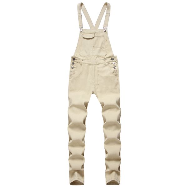 

men's jeans 2021 style strap denim jumpsuit youth slim casual khaki overall, Blue