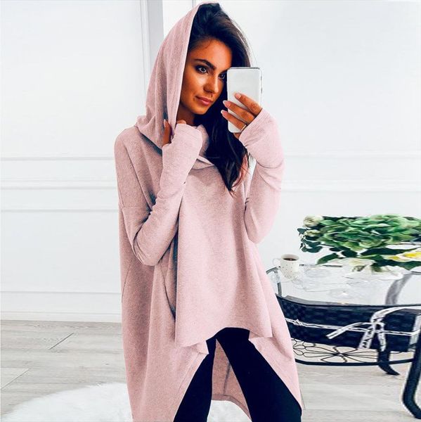 

winter women irregular solid hoodies pullover sweatshirts harajuku hoodies long sleeve hoody female autumn hooded sudadera mujer, Black
