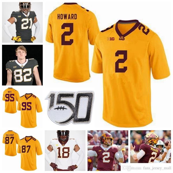 

ncaa minnesota golden gophersÂ college football jerseys jacob clark jersey cole kramer samuel pickerign johnny santaga jerseys custom stitche, Black