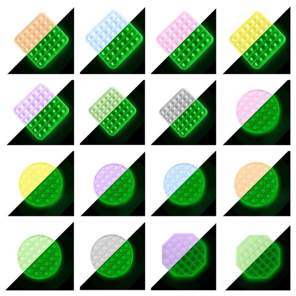 

push bubble pop it fidget toy glow in the dark squeeze luminous toys anxiety autism special needs stress reliever table game g10604