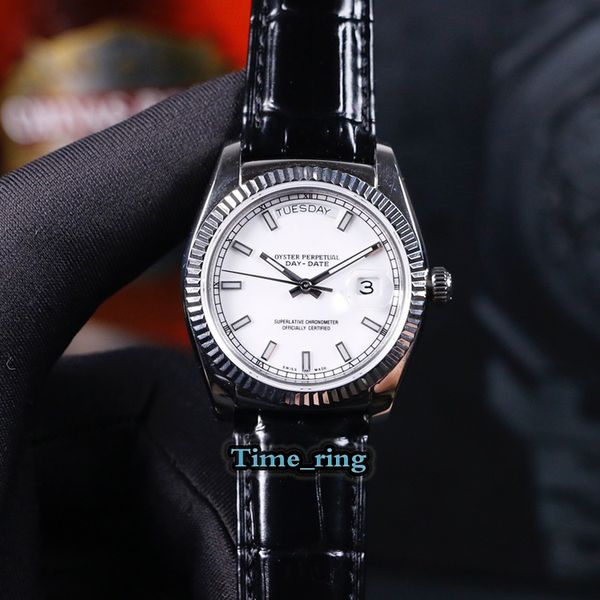 

k edition 118135 118138 118139 white dial silver steel case 2836-2 automatic mechanical movement mens watch black leather strap watches, Slivery;brown