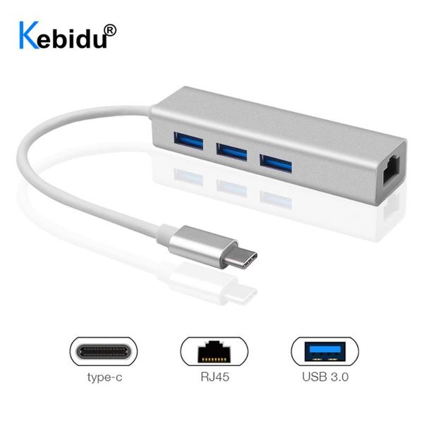 

usb 3.0 hub type c to ethernet network adapter 1000 mbps rj45 usb-c with 3 usb 3.0 ports splitter for pro