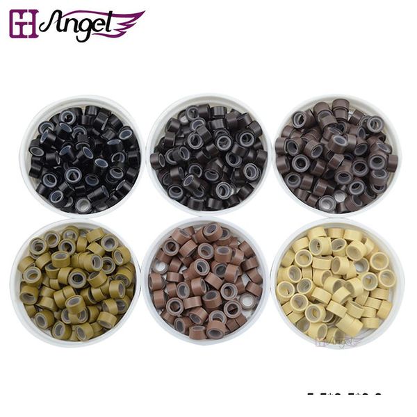 

1000pcs 5.5*3.5*3.0mm aluminium sile micro rings human hair extension links hair beads for loop i tip hair use sal wmtekg, Black