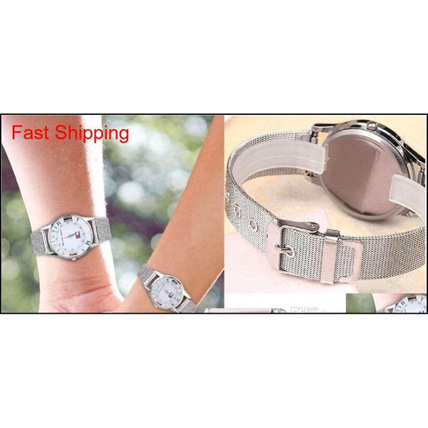 

new women men couple silver watch stainless steel band watch man and woman watch gift 5qbdy