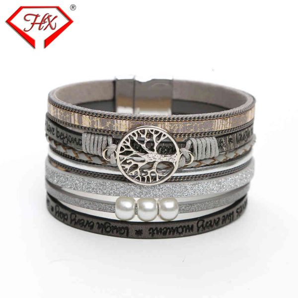 

bracelet popular bracelet magnet clasp pearl leather jewelry, Golden;silver