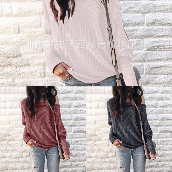 

2019 осенью и зимой сексуальная women'sshoulder летучая мышь с длинным рукавом трикотажные базовую рубашку 2019 осенью и зимой сексуальный с, White;black